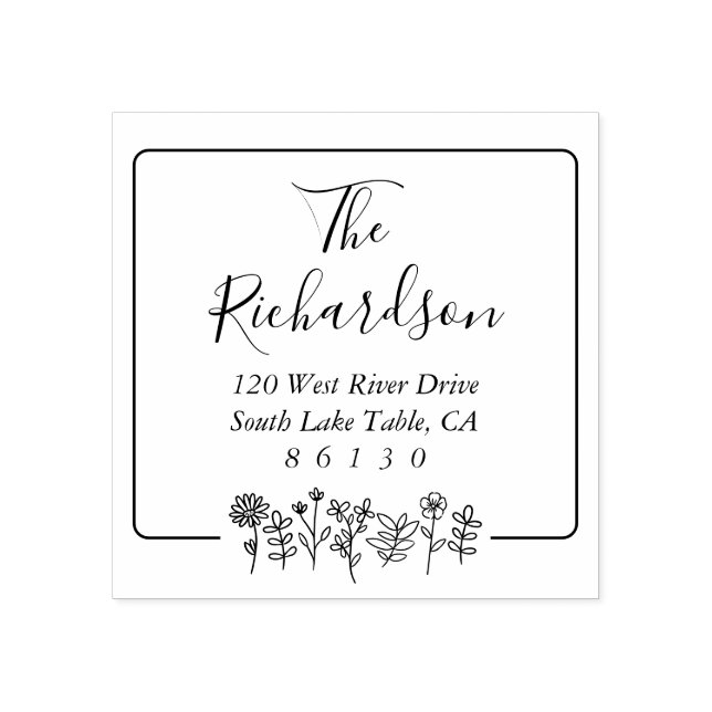 Tampons Encreurs Adresse de retour de l'esquisse Flowers Self-inkin (Impression)