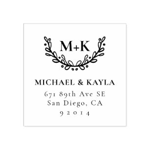 Tampons Encreurs Adresse de retour de monogramme de guirlande de