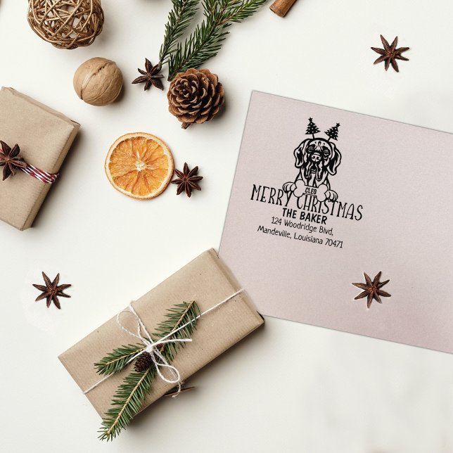 Tampons Encreurs Adresse de retour de Noël de chien personnalisé (Créateur téléchargé)