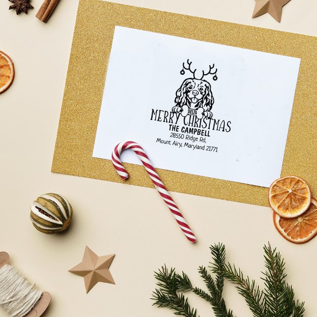 Tampons Encreurs Adresse de retour de Noël de chien personnalisé (Créateur téléchargé)