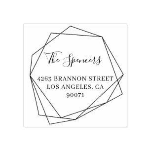 Tampons Encreurs Adresse de retour de nom de famille géométrique