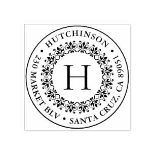 Tampons Encreurs Adresse de retour de nom de famille rond classique