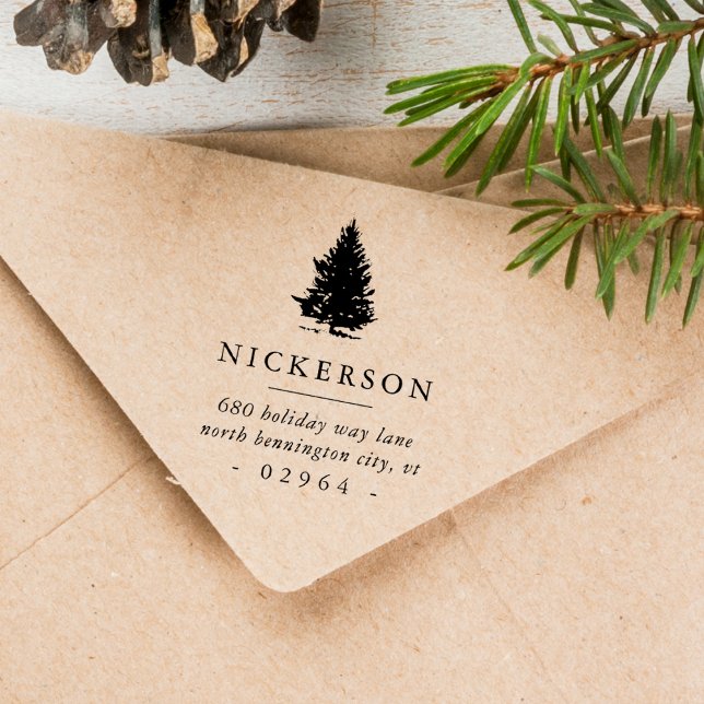 Tampons Encreurs Adresse de Retour de Pin (Pine Tree Return Address Rubber Stamp)