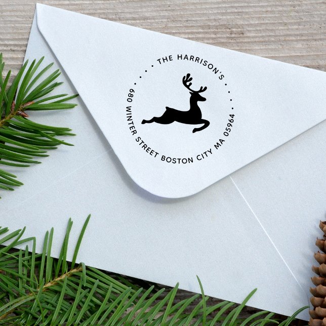Tampons Encreurs Adresse de retour de renne moderne (Modern Reindeer Return Address Rubber Stamp)