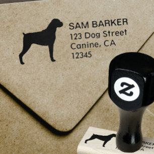 Tampons Encreurs Adresse de retour de silhouette de chien de boxeur