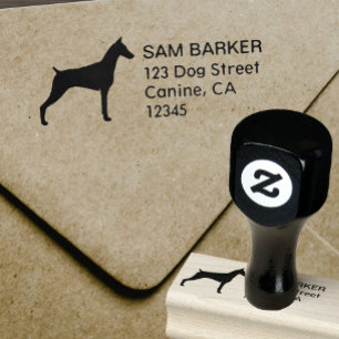 Tampons Encreurs Adresse de retour de silhouette de Pinscher de