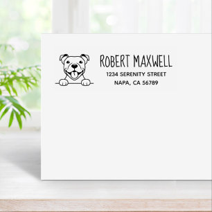 Tampons Encreurs Adresse de retour de Smiling Pit Bull Dog