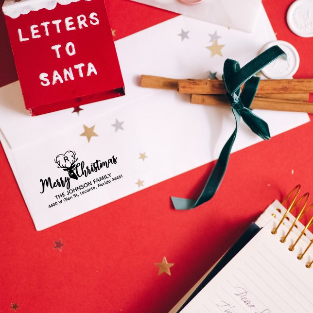 Tampons Encreurs Adresse de retour des cerfs monogrammes personnali (Créateur téléchargé)