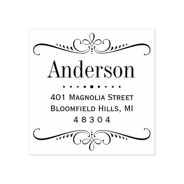 Tampons Encreurs Adresse de retour du cadre de défilement élégant (Impression)