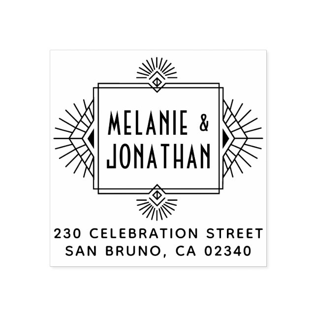 Tampons Encreurs Adresse de retour du cadre Mariage Art Déco (Impression)