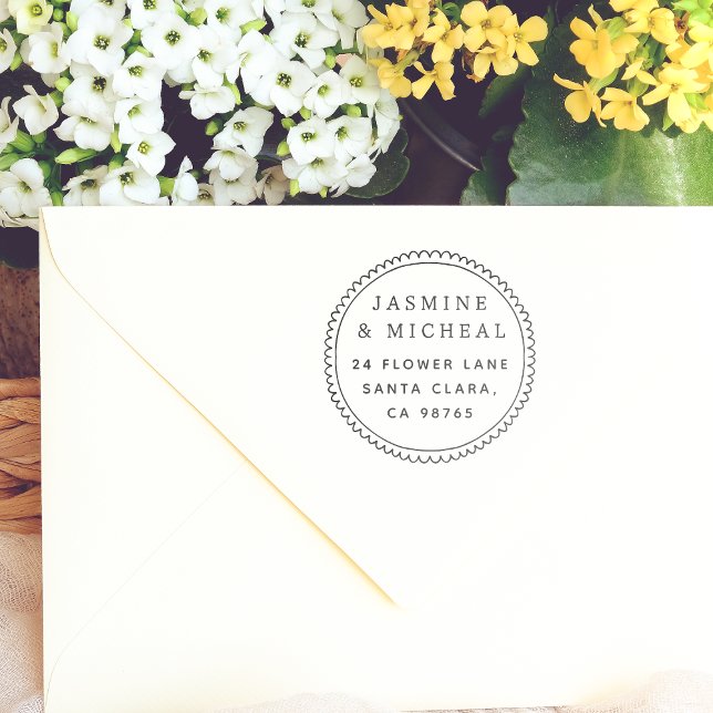 Tampons Encreurs Adresse de retour du cadre rond de la main dessiné (Rubber Stamp Mock-up)