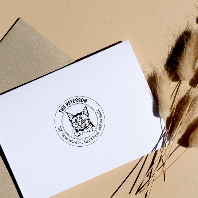 Tampons Encreurs Adresse de retour du chat à cheveux court européen (Créateur téléchargé)