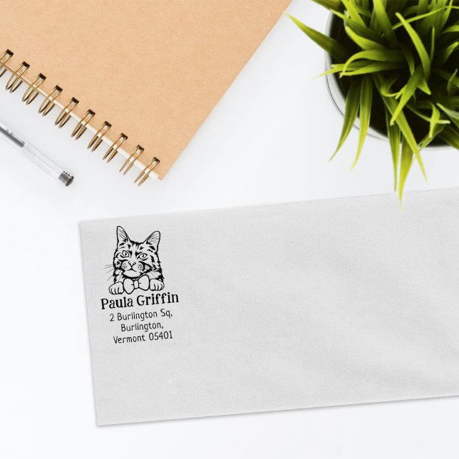 Tampons Encreurs Adresse de retour du chat Angora turc (Créateur téléchargé)