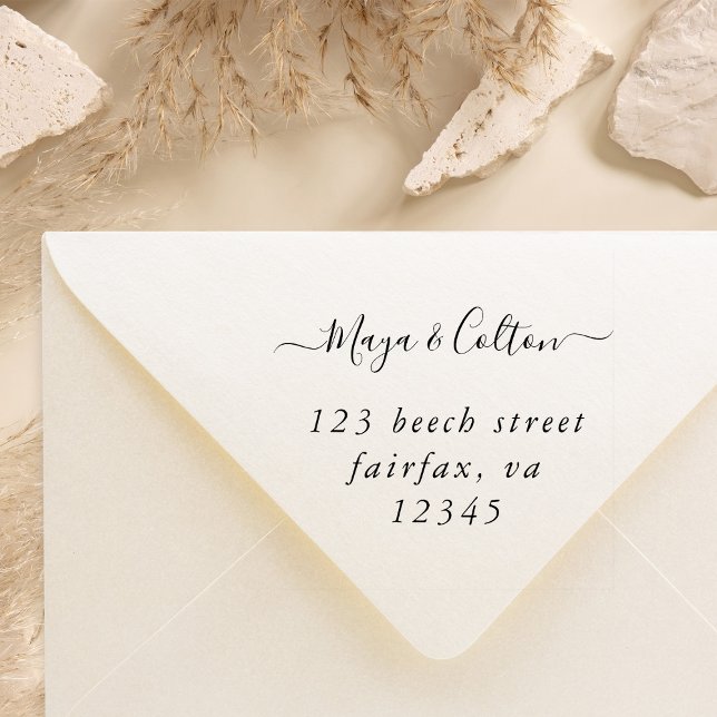 Tampons Encreurs Adresse de retour du Mariage de script élégant (Créateur téléchargé)