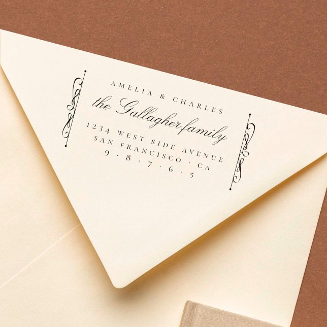 Tampons Encreurs Adresse de retour du Mariage de script élégant (Créateur téléchargé)