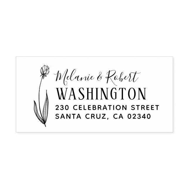 Tampons Encreurs Adresse de retour du Mariage floral tiré à la main (Impression)