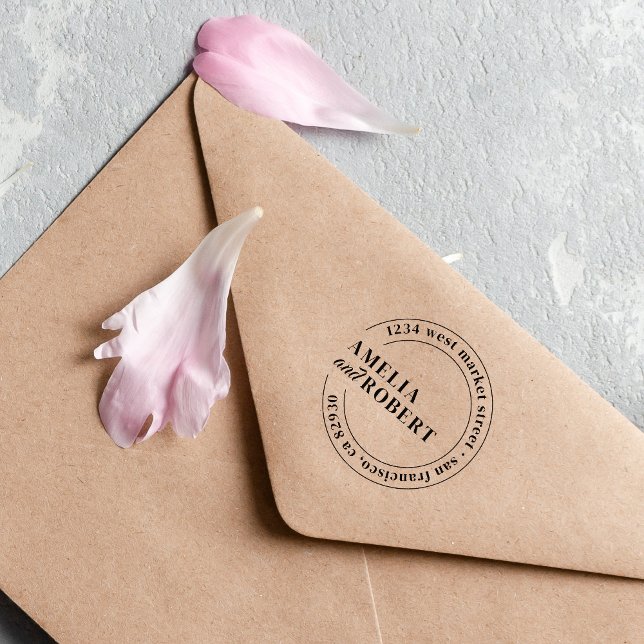 Tampons Encreurs Adresse de retour du Mariage rond classique person (Créateur téléchargé)