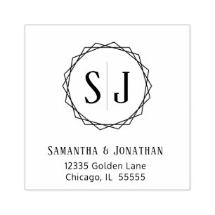 Tampons Encreurs Adresse de retour du monogramme mariage Bordure