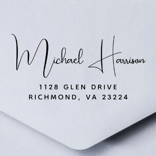 Tampons Encreurs Adresse de retour du script de signature élégant