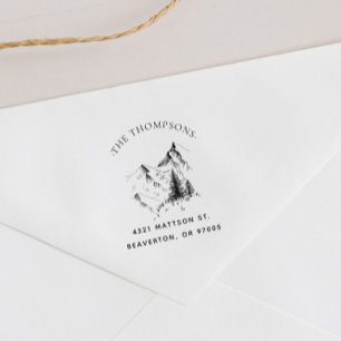 Tampons Encreurs Adresse de retour famille Vintage Mountain Pinetre