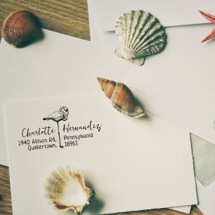 Tampons Encreurs Adresse de retour Flamant rose vintage