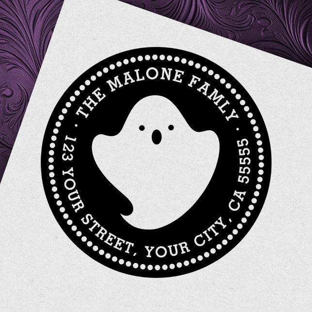 Tampons Encreurs Adresse de retour Halloween fantôme mignon (Cute ghost Halloween return address Rubber Stamp)
