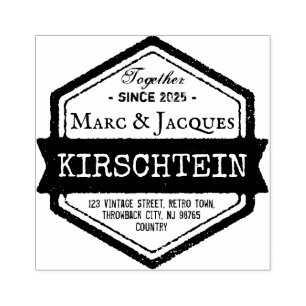 Tampons Encreurs Adresse de retour Logo Vintage Nom du ruban Hexago