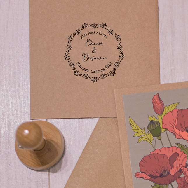 Tampons Encreurs Adresse de retour Lotus moderne, Couple (Créateur téléchargé)