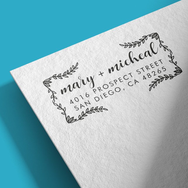 Tampons Encreurs Adresse de retour Mariage couple Élégant minimalis (Créateur téléchargé)