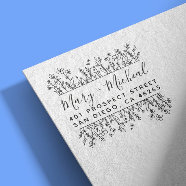 Tampons Encreurs Adresse de retour Mariage couple Élégant minimalis (Créateur téléchargé)