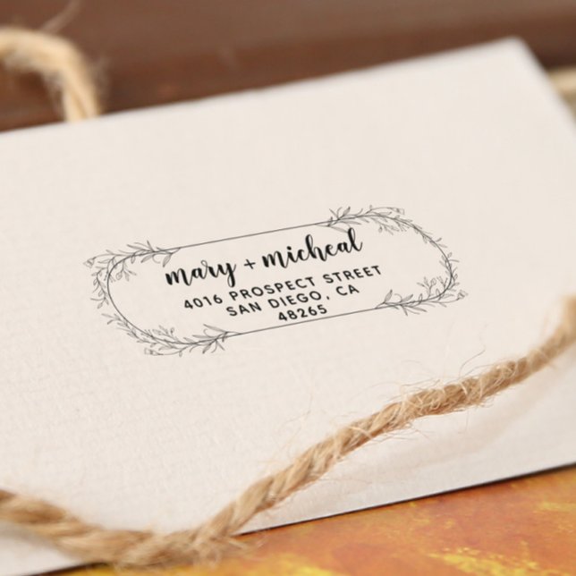Tampons Encreurs Adresse de retour Mariage couple Élégant minimalis (Créateur téléchargé)