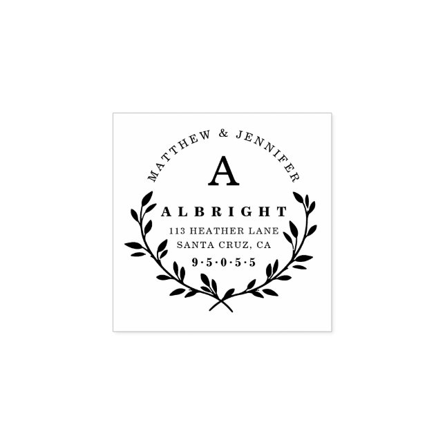 Tampons Encreurs Adresse de retour Monogram & Elegant Script (Impression)