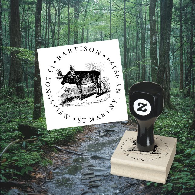 Tampons Encreurs Adresse de retour MOOSE ROUND (Créateur téléchargé)