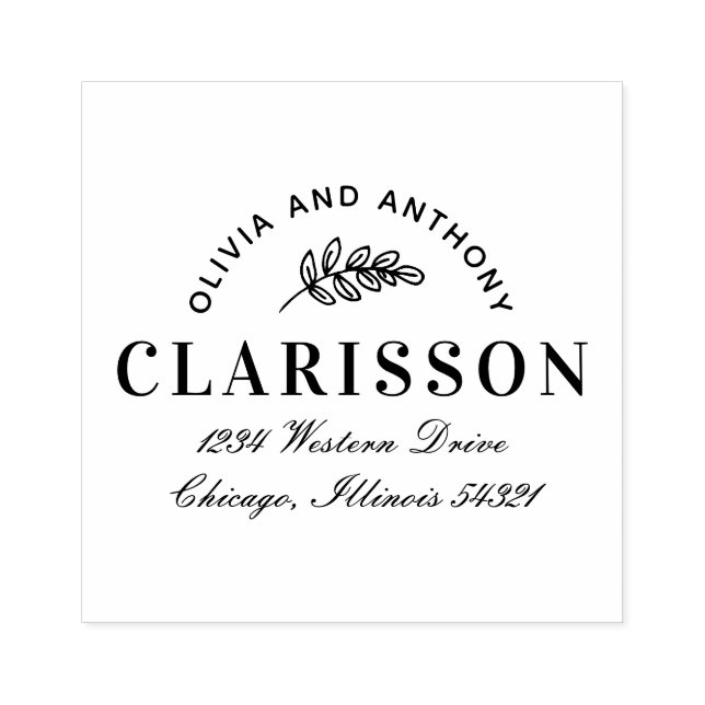 Tampons Encreurs Adresse de retour Motif Motif feuille personnalisé (Impression)