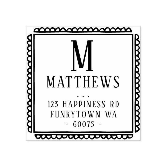 Tampons Encreurs ADRESSE DE RETOUR PERSONNALISÉE Bordure de pétoncl (Impression)