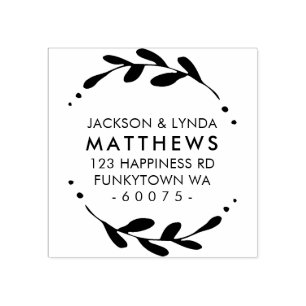 Tampons Encreurs ADRESSE DE RETOUR PERSONNALISÉE cadre feuillage si