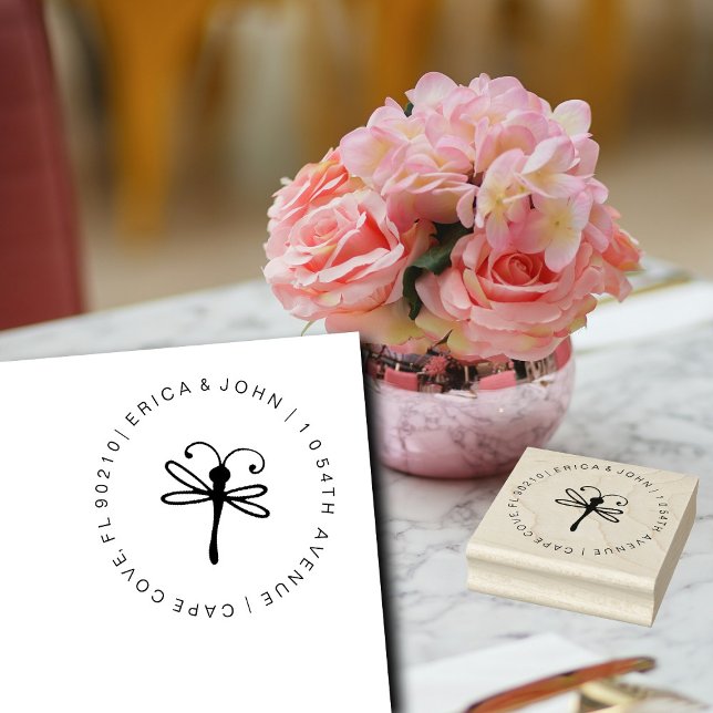 Tampons Encreurs Adresse de retour personnalisée Dragonfly (Créateur téléchargé)