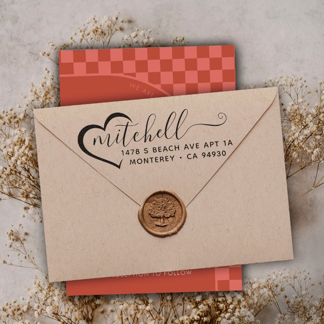 Tampons Encreurs Adresse de retour personnalisée Famille Coeur coup (Créateur téléchargé)