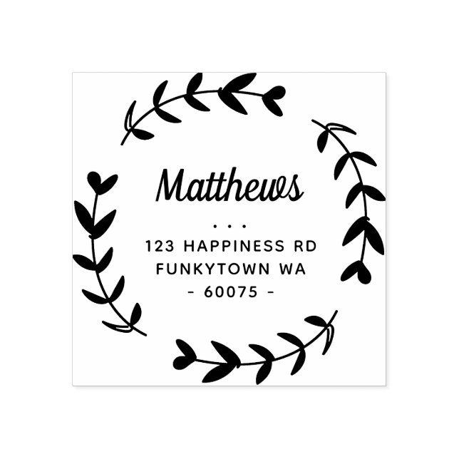 Tampons Encreurs ADRESSE DE RETOUR PERSONNALISÉE feuillage dessiné  (Impression)