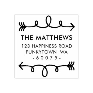 Tampons Encreurs ADRESSE DE RETOUR PERSONNALISÉE Flèche à main levé