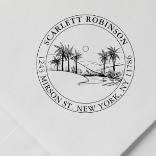 Tampons Encreurs Adresse de retour personnalisée Tropical Palm-Tree