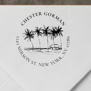 Tampons Encreurs Adresse de retour personnalisée Tropical Palm-Tree