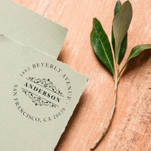 Tampons Encreurs Adresse de retour ronde de Flourish du nom de