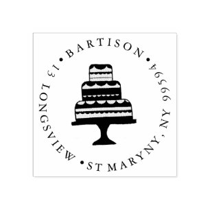 TAMPONS ENCREURS ADRESSE DE RETOUR RONDE DE GÂTEAU DE MARIAGE