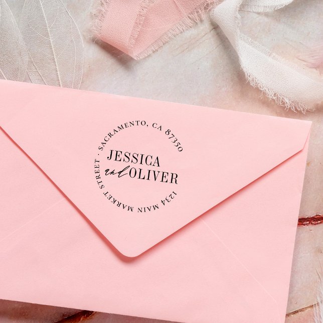 Tampons Encreurs Adresse de retour ronde Mariage Classic Names (Créateur téléchargé)
