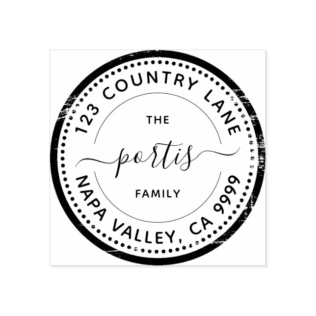 Tampons Encreurs Adresse de retour ronde moderne en caoutchouc (Impression)