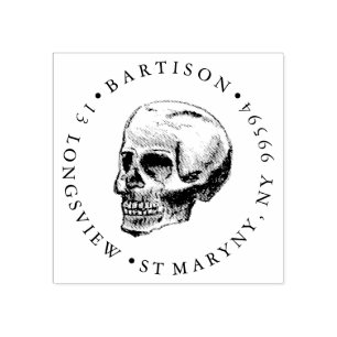 TAMPONS ENCREURS ADRESSE DE RETOUR SKULL TATTOO