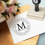 Tampons Encreurs Adresse en caoutchouc monographique personnalisée<br><div class="desc">Design classique avec grand monogramme au centre avec adresse autour de l'extérieur.</div>