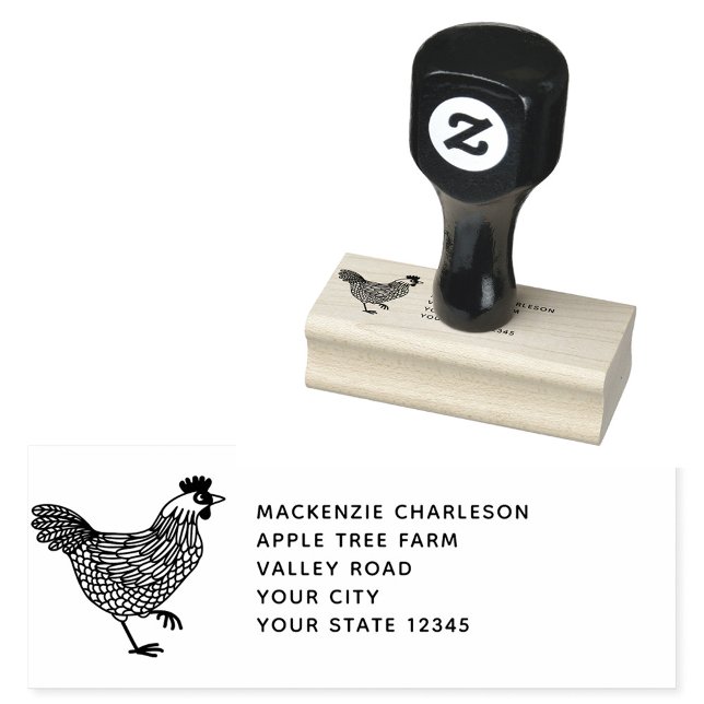 Tampons Encreurs Adresse personnalisée Hen Chicken (Chicken hen poultry egg farm personalized rubber stamp)