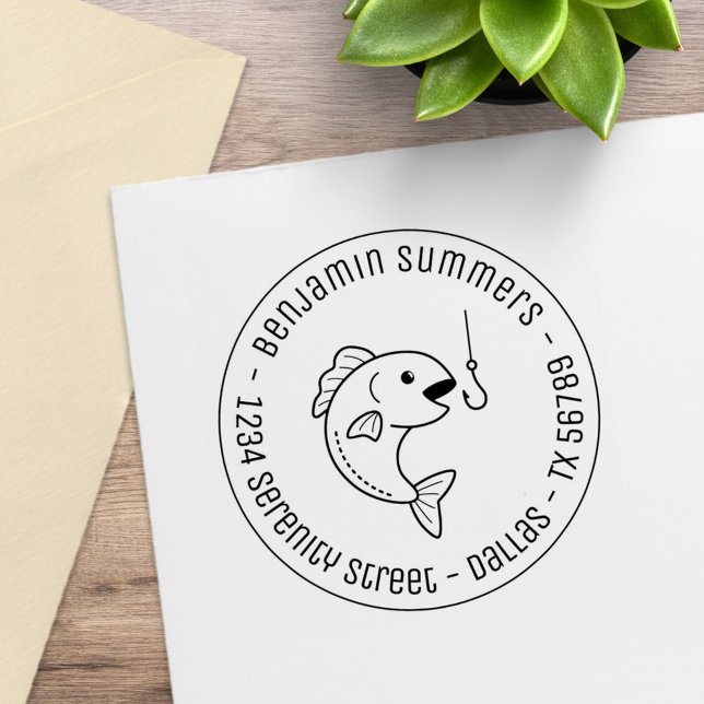 Tampons Encreurs Adresse ronde du poisson et du crochet de pêche (Créateur téléchargé)